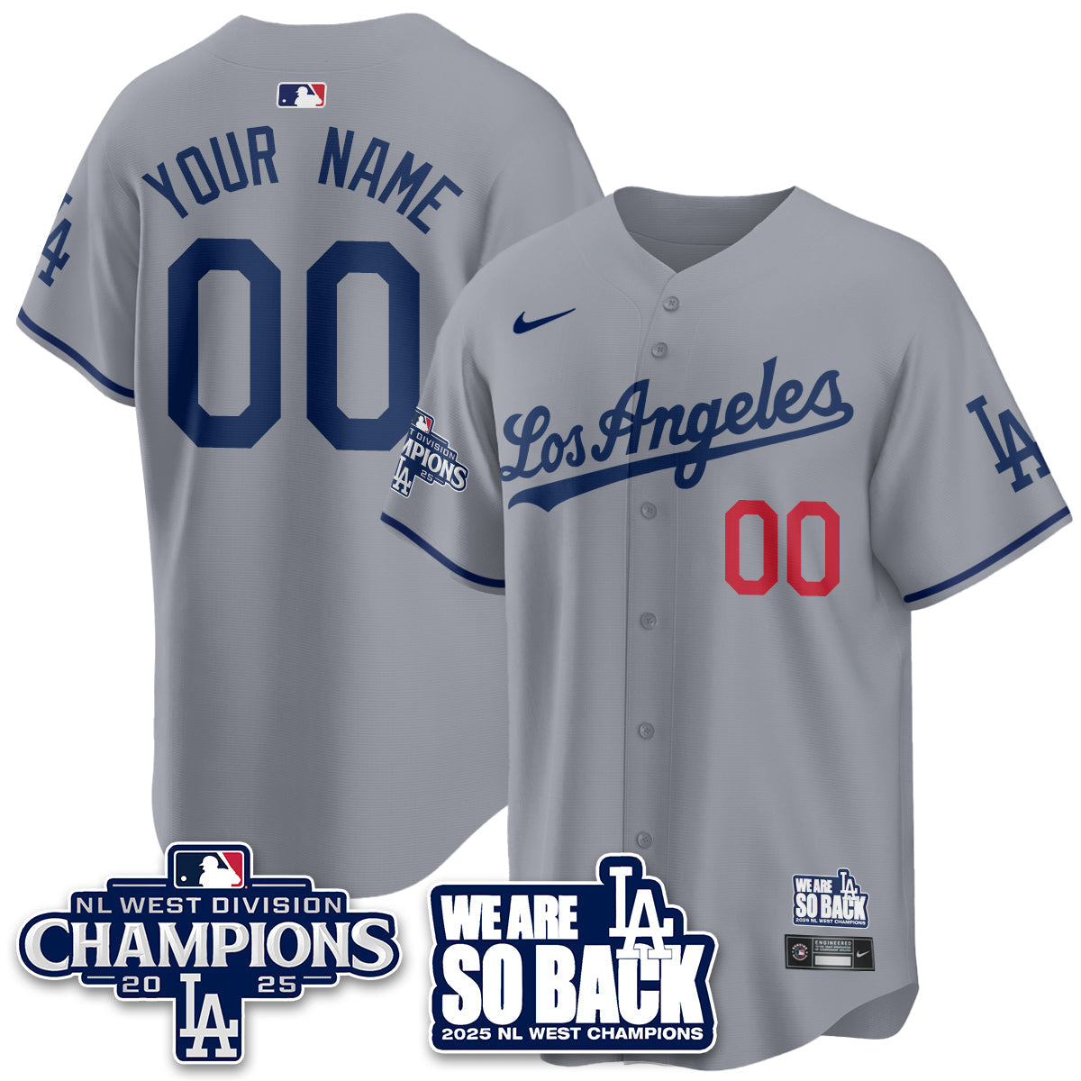Custom LAD 2025 NL West Division Champions Jersey - Stitched