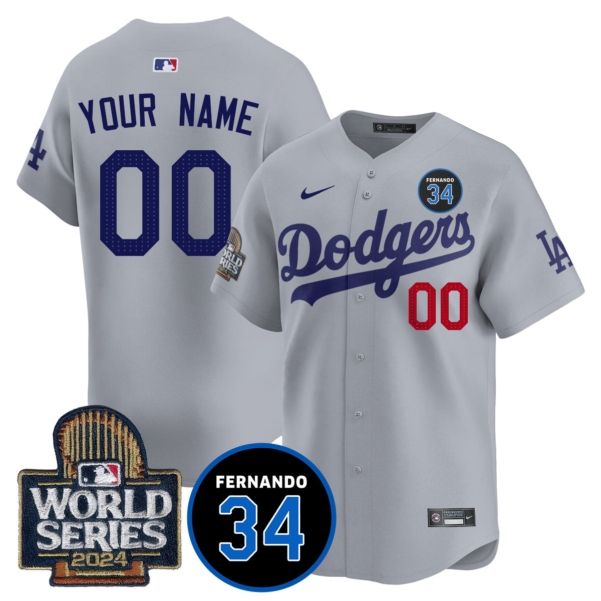 Dodgers Fernando Valenzuela Memorial Custom Jersey - Stitched