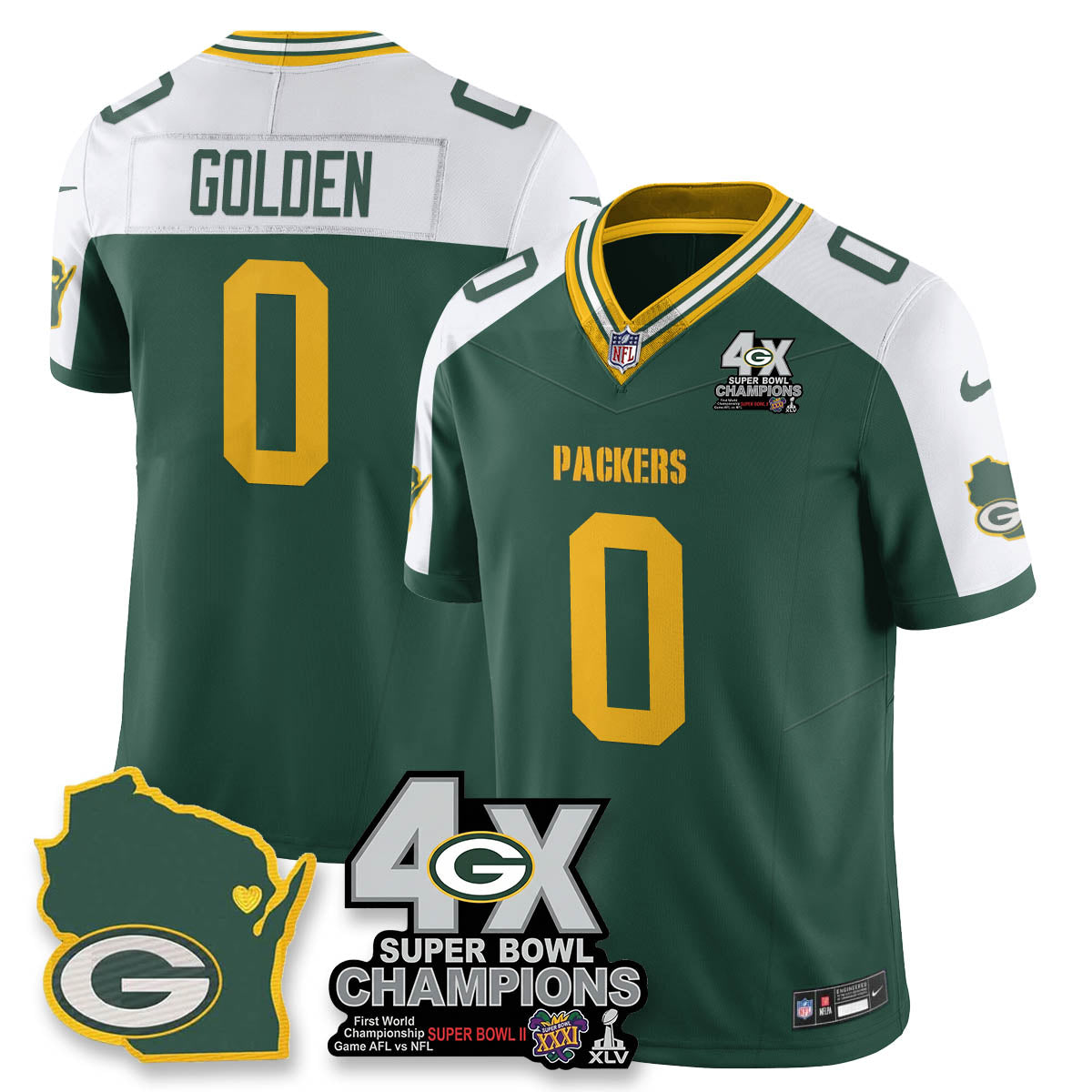 GB 4-Time Champions Patch Vapor Limited Jersey - Stitched