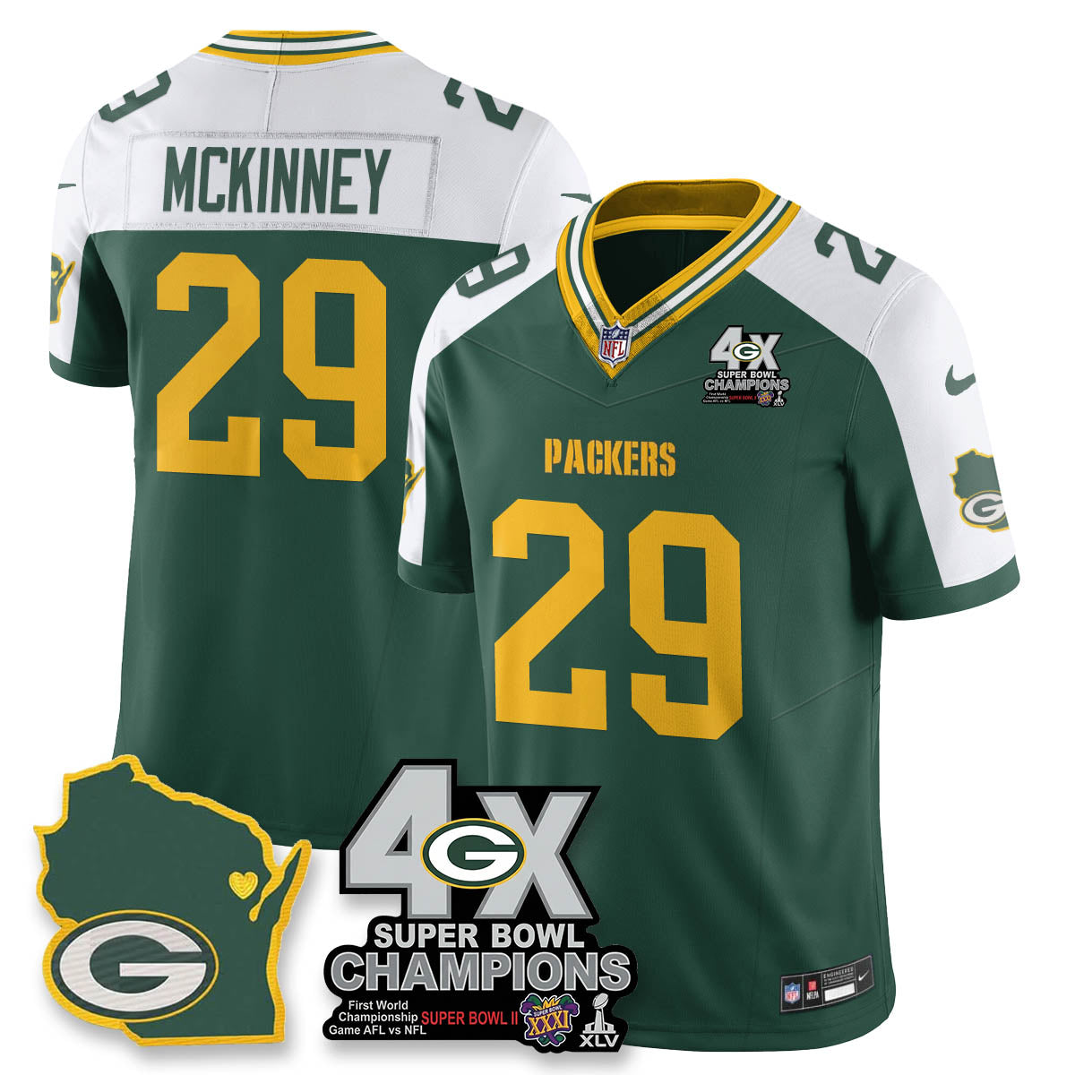 GB 4-Time Champions Patch Vapor Limited Jersey - Stitched