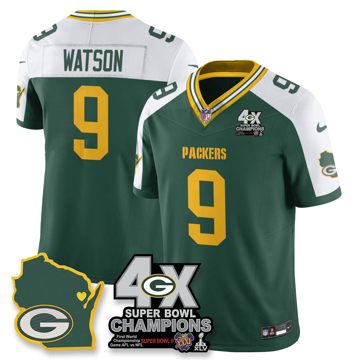 GB 4-Time Champions Patch Vapor Limited Jersey - Stitched