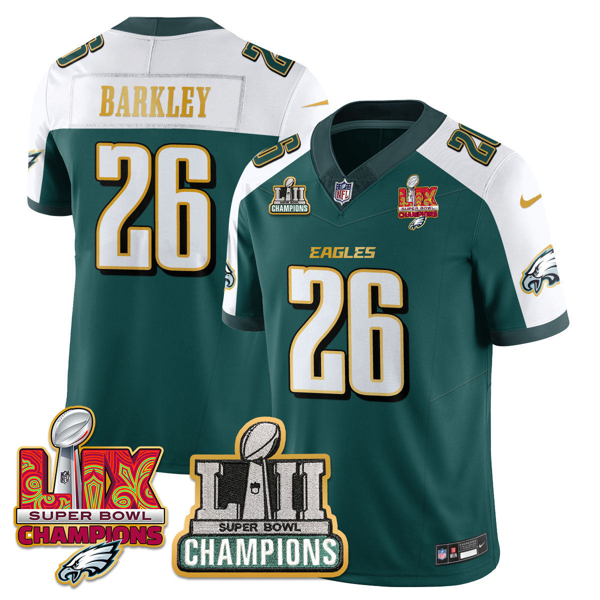 PHI LII-LIX Super Bowl Champions Vapor Limited Gold Jersey - Stitched