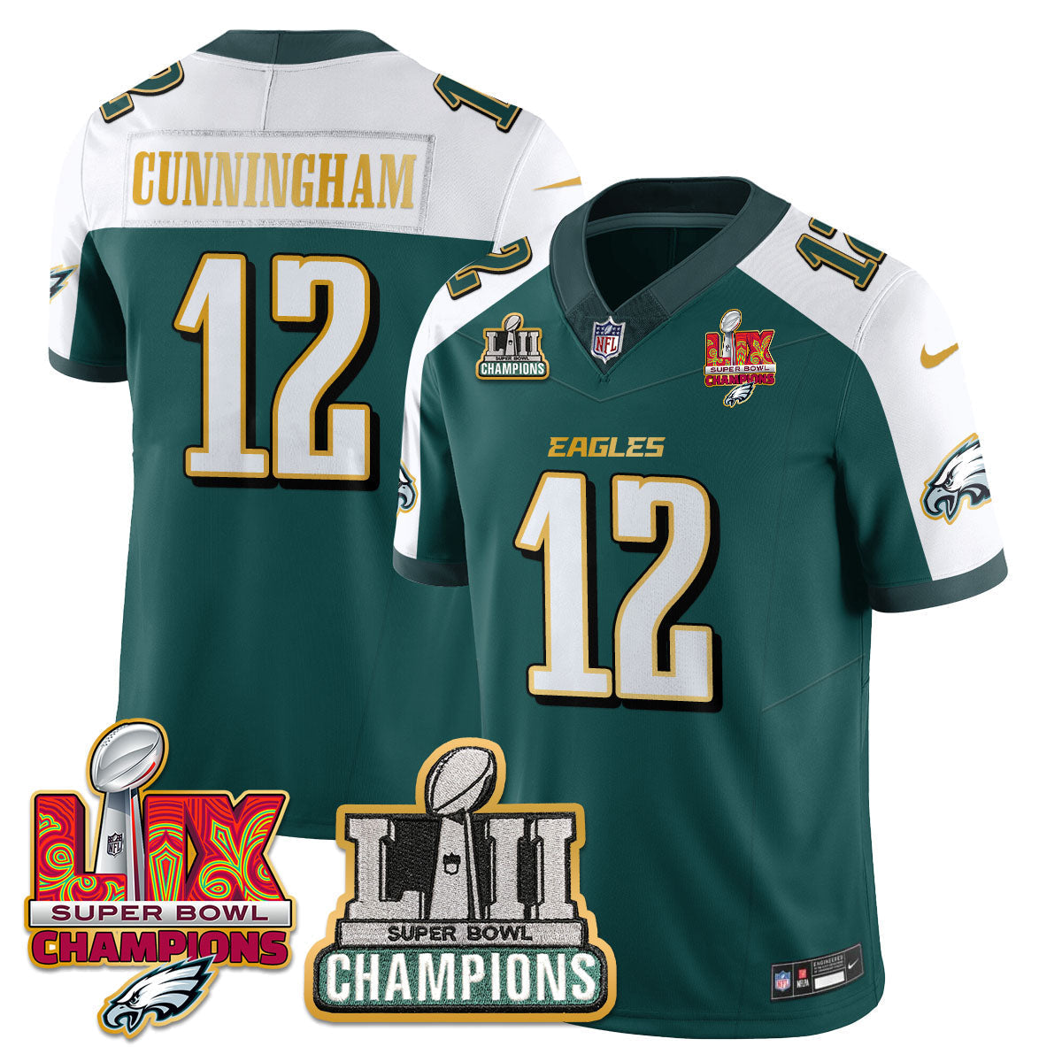 PHI LII-LIX Super Bowl Champions Vapor Limited Gold Jersey - Stitched