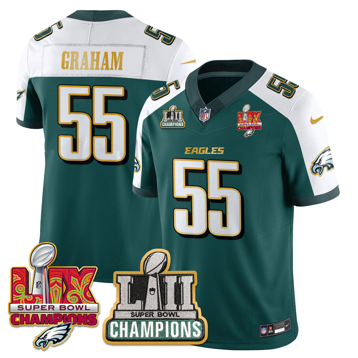 PHI LII-LIX Super Bowl Champions Vapor Limited Gold Jersey - Stitched