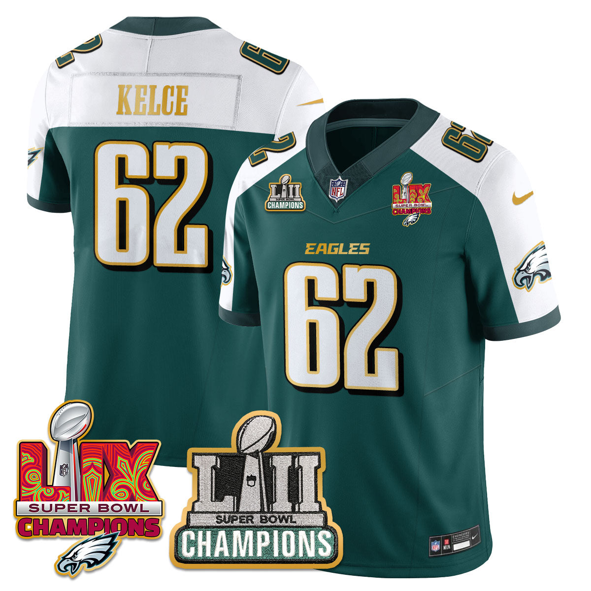 PHI LII-LIX Super Bowl Champions Vapor Limited Gold Jersey - Stitched