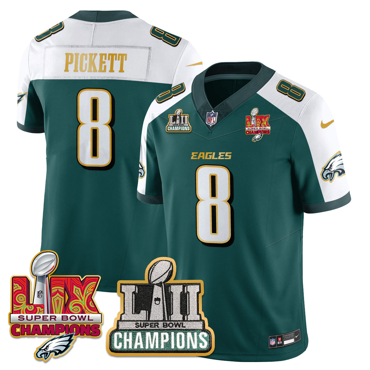PHI LII-LIX Super Bowl Champions Vapor Limited Gold Jersey - Stitched