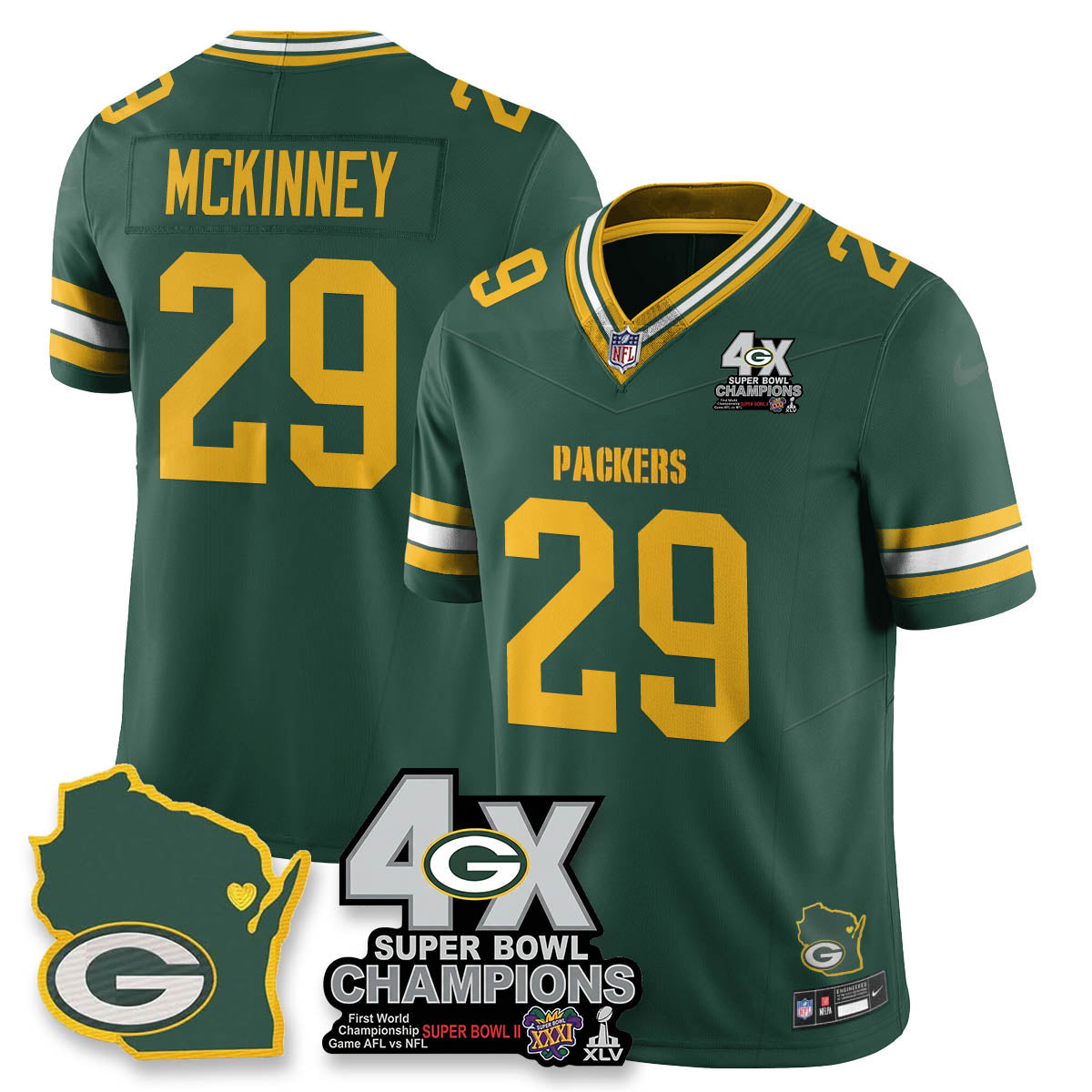 GB 4-Time Champions Patch Vapor Limited Jersey - Stitched