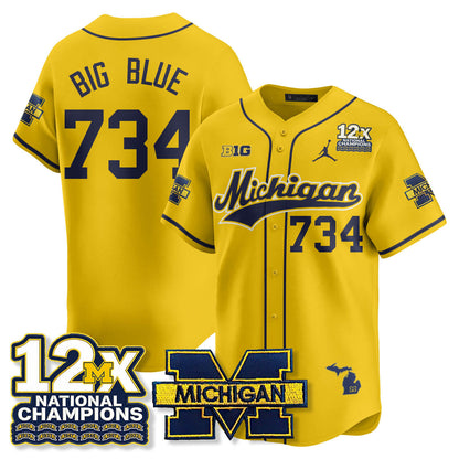 MICH 12x-Time National Champions Baseball Limited Jersey - Stitched