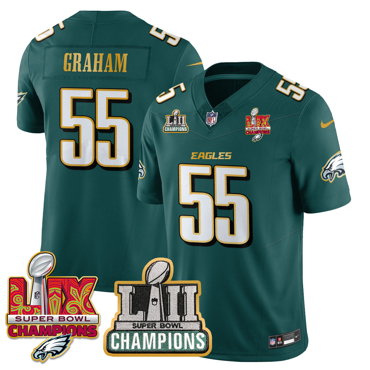 PHI LII-LIX Super Bowl Champions Vapor Limited Gold Jersey - Stitched