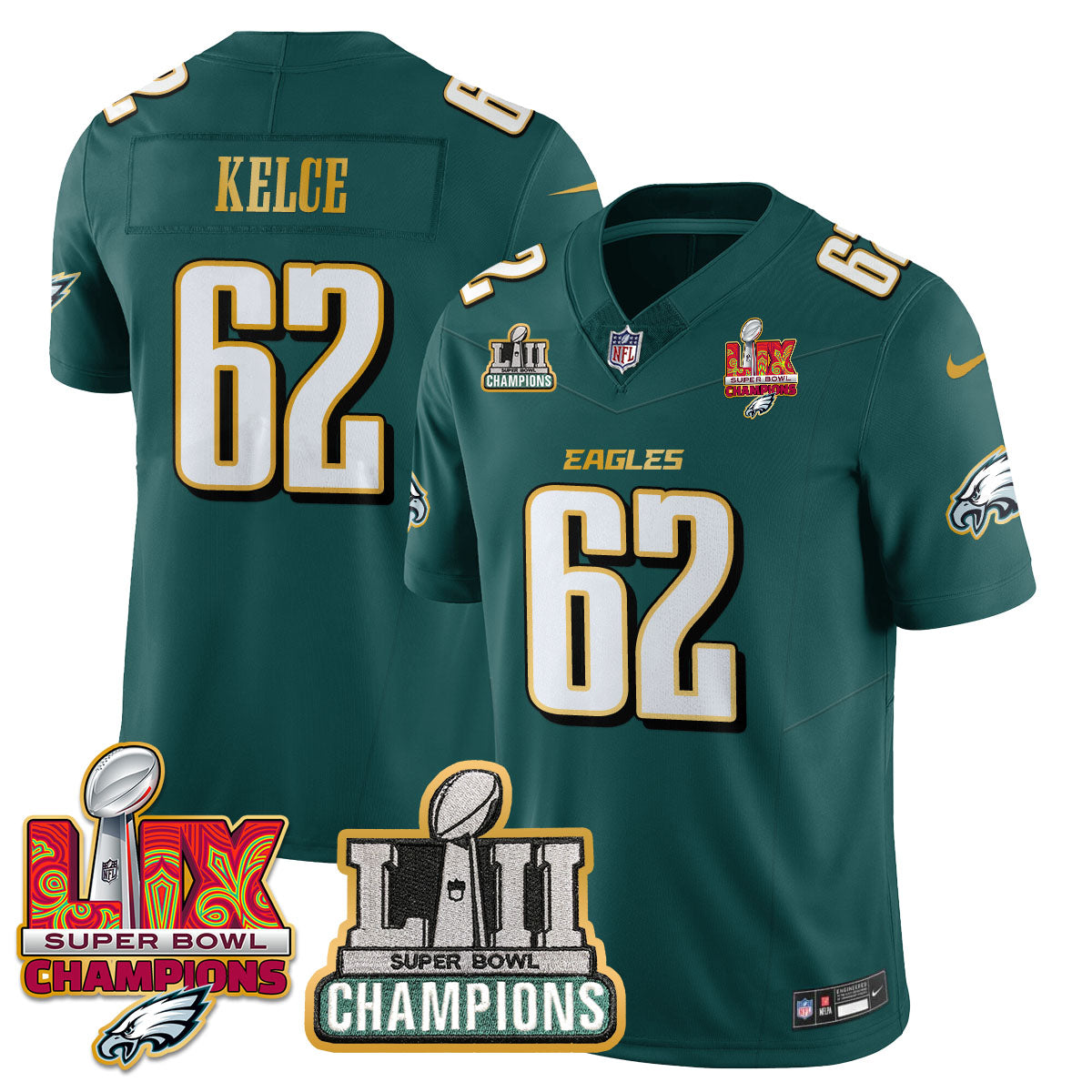 PHI LII-LIX Super Bowl Champions Vapor Limited Gold Jersey - Stitched