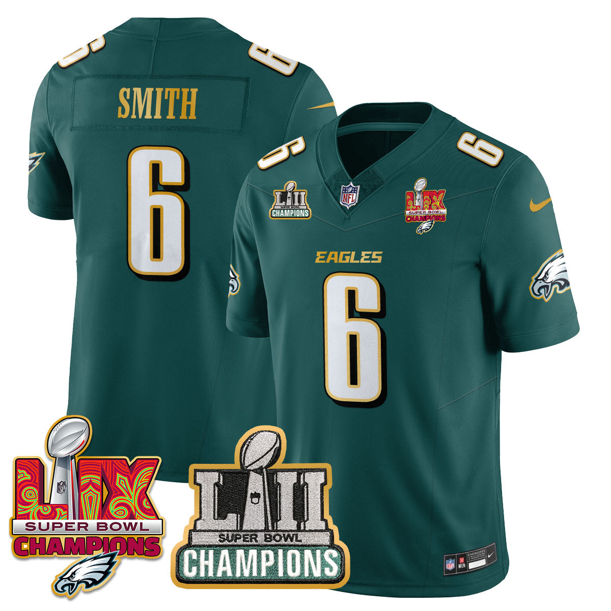 PHI LII-LIX Super Bowl Champions Vapor Limited Gold Jersey - Stitched