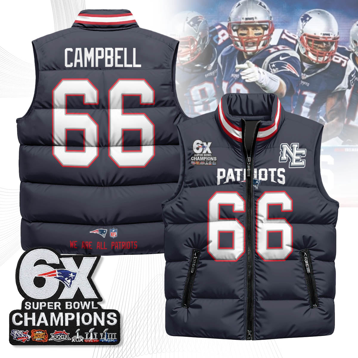 NE 6-Time Champions Unisex Puffer Vest