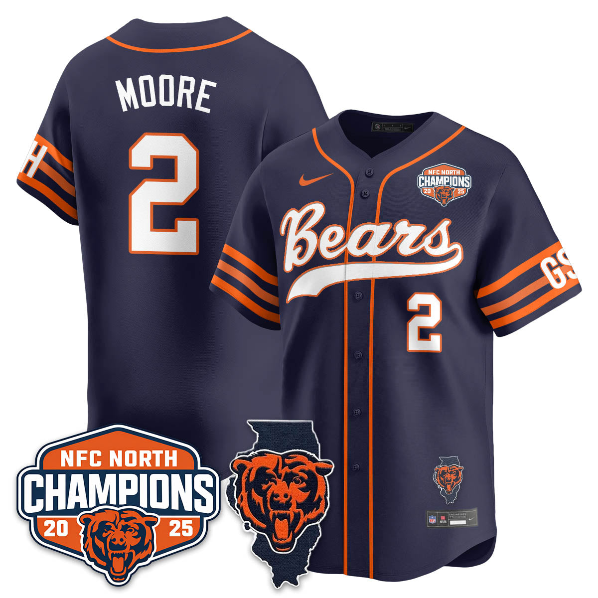 CHI  NFC North Division Champions Vapor Limited Baseball Jersey - Stitched