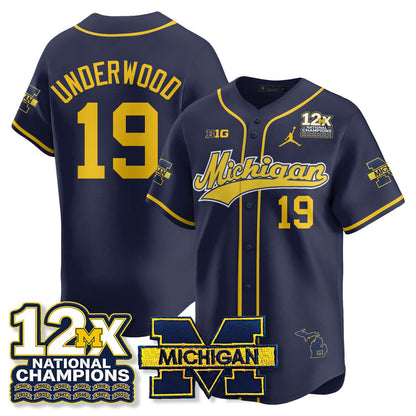 MICH 12x-Time National Champions Baseball Limited Jersey - Stitched