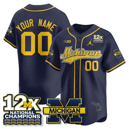 MICH 12x-Time National Champions Baseball Limited Jersey - Stitched