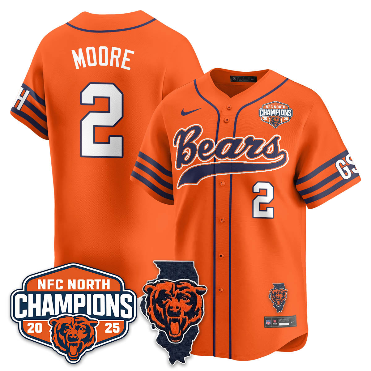 CHI  NFC North Division Champions Vapor Limited Baseball Jersey - Stitched