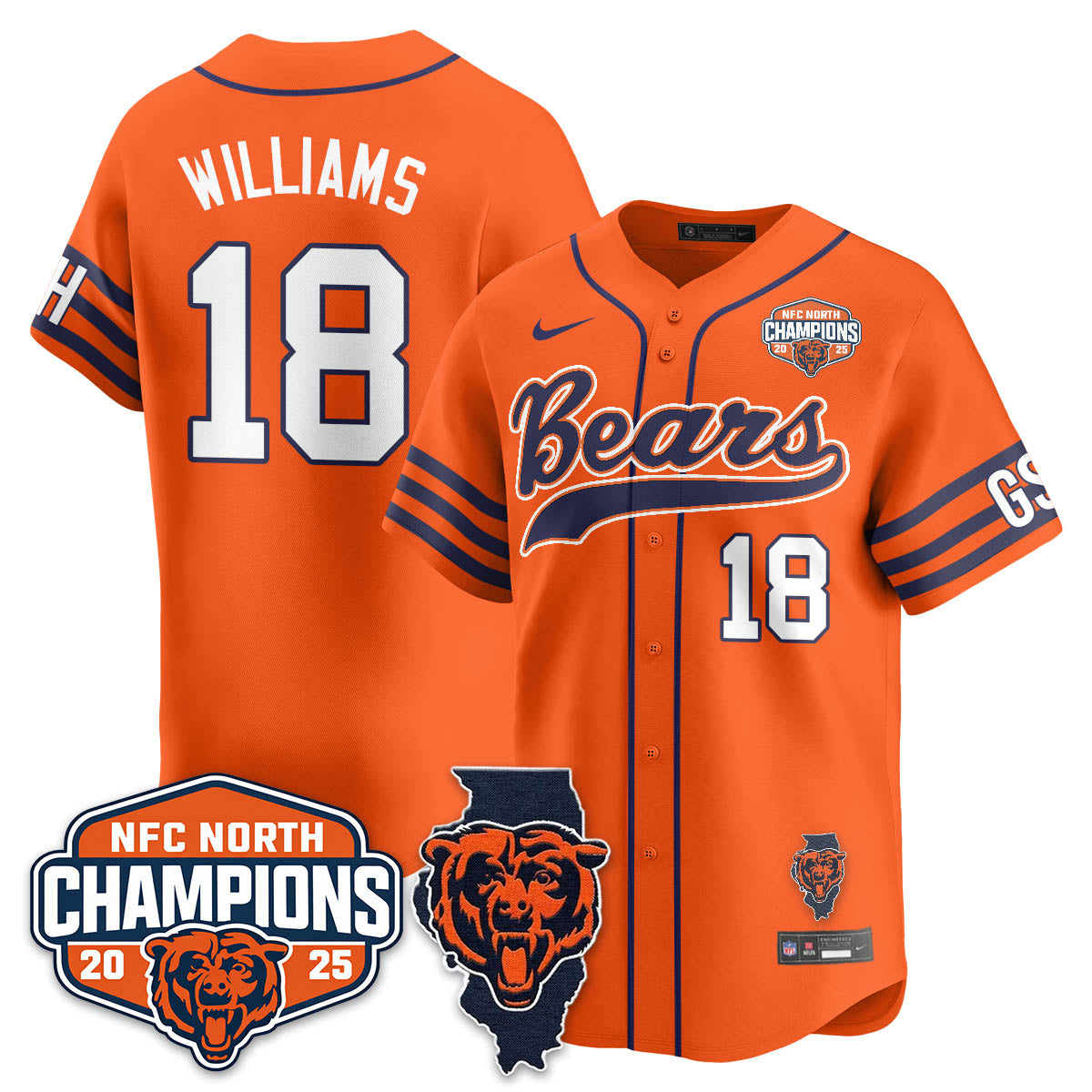 CHI  NFC North Division Champions Vapor Limited Baseball Jersey - Stitched