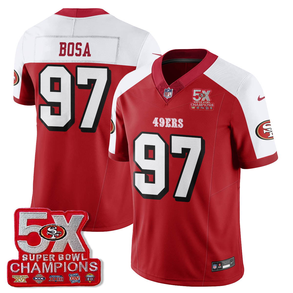 SF 5-Time Champions Patch Vapor Limited Jersey - Stitched