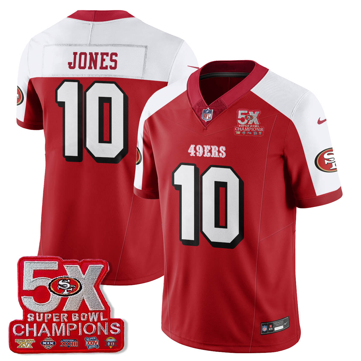 SF 5-Time Champions Patch Vapor Limited Jersey - Stitched