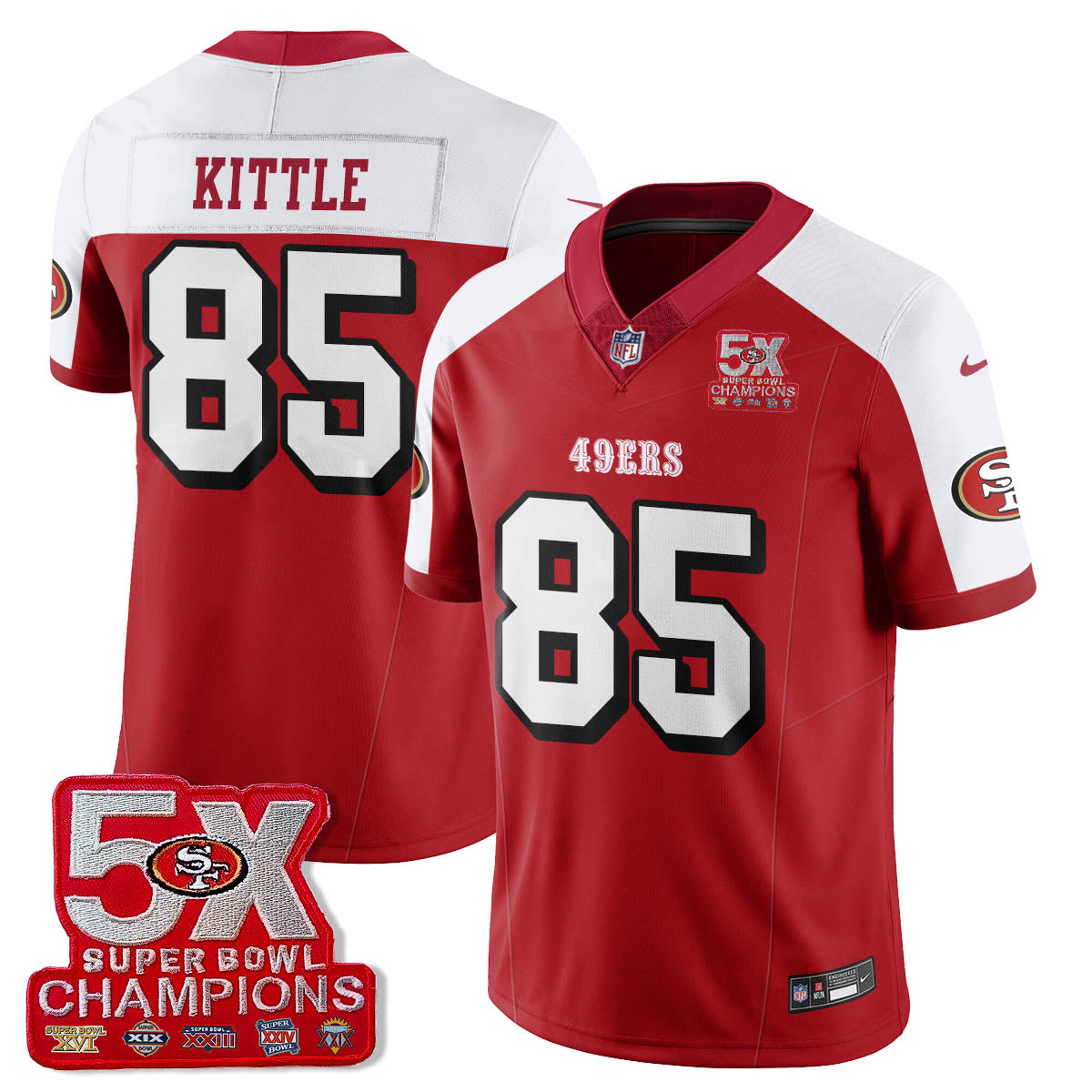 SF 5-Time Champions Patch Vapor Limited Jersey - Stitched