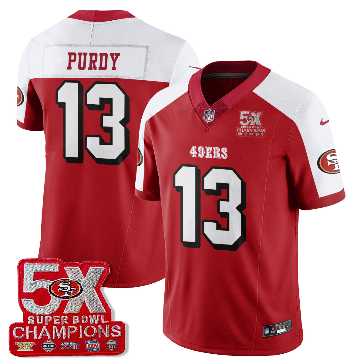 SF 5-Time Champions Patch Vapor Limited Jersey - Stitched