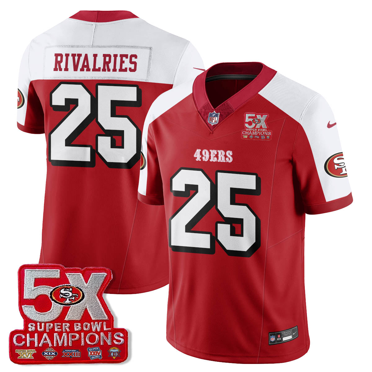 SF 5-Time Champions Patch Vapor Limited Jersey - Stitched