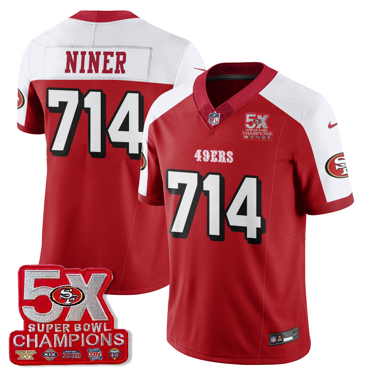 SF 5-Time Champions Patch Vapor Limited Jersey - Stitched