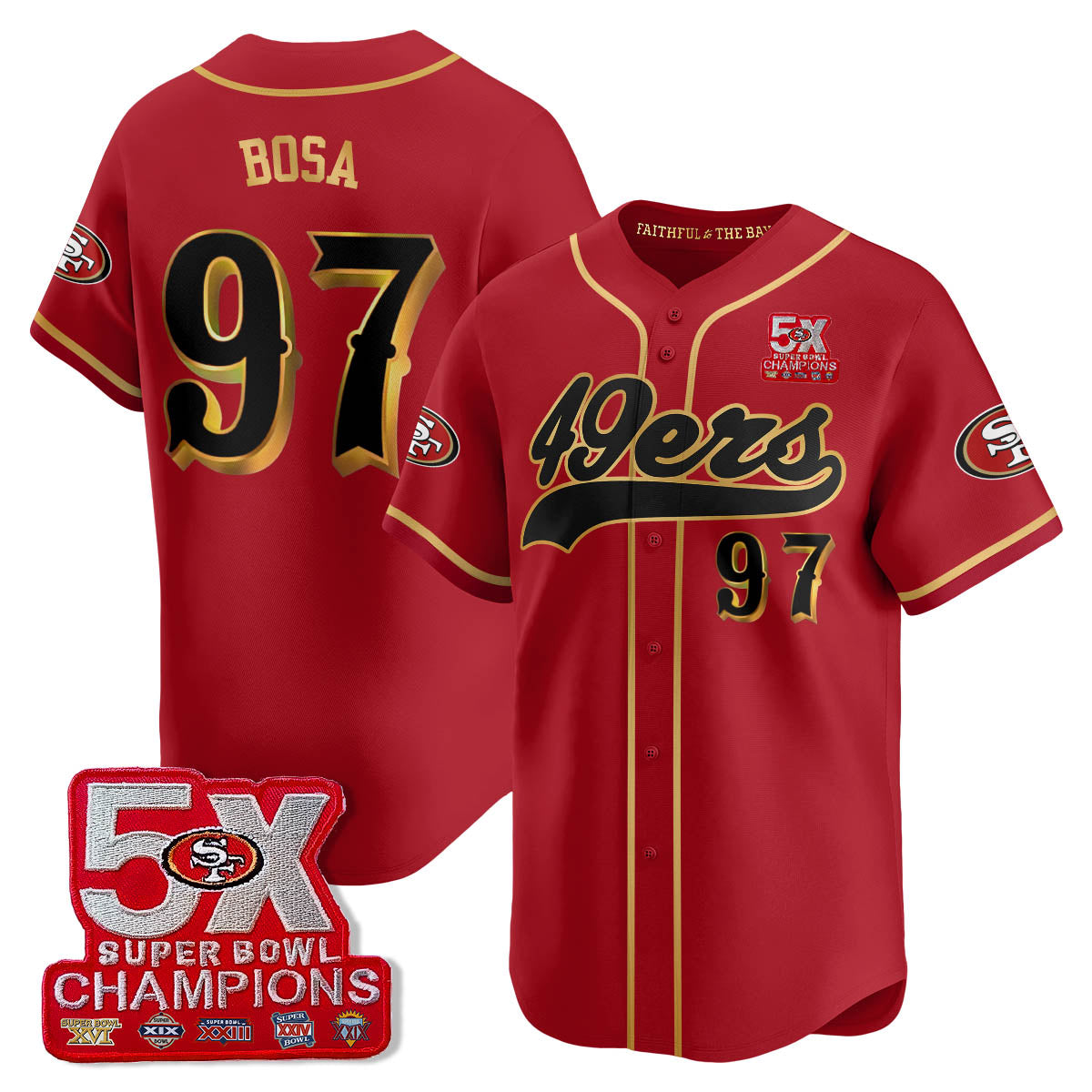 SF 5-Time Champions Patch Vapor Baseball Jersey - Stitched