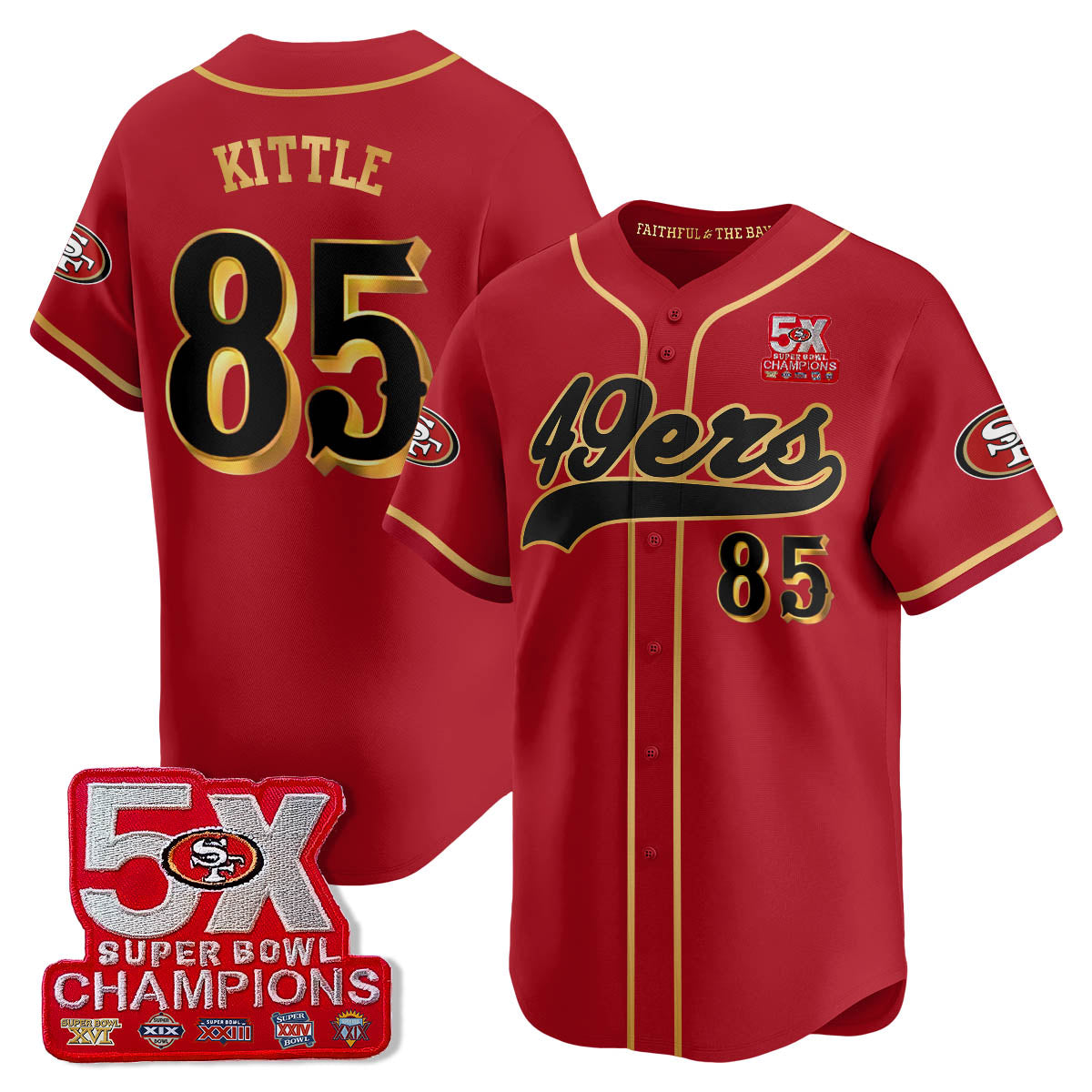 SF 5-Time Champions Patch Vapor Baseball Jersey - Stitched