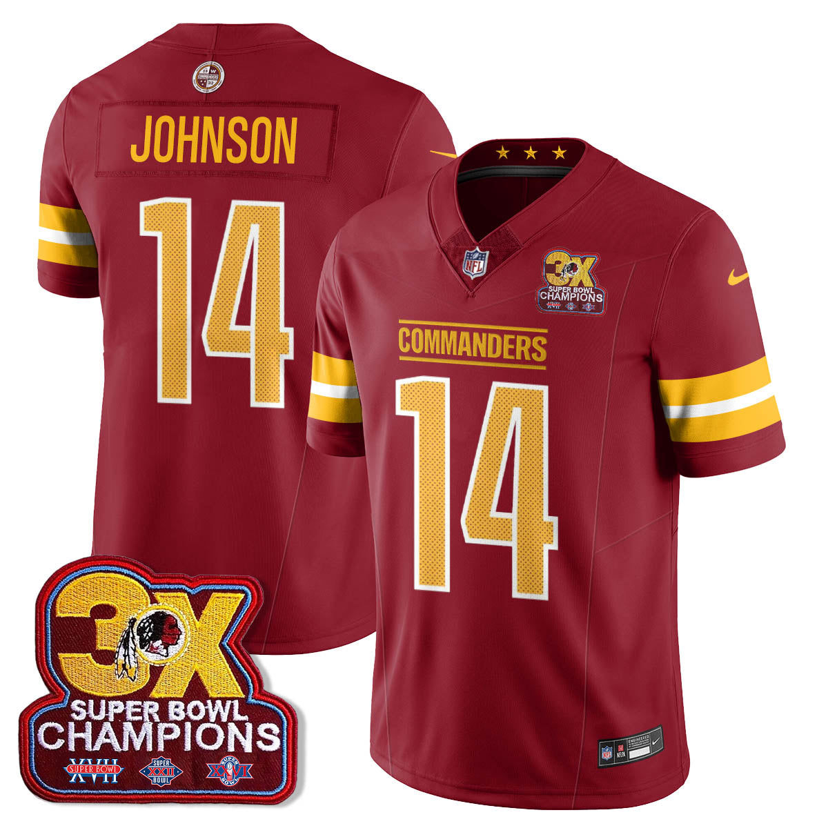 WAS 3-Time Champions Patch Vapor Limited Jersey - Stitched