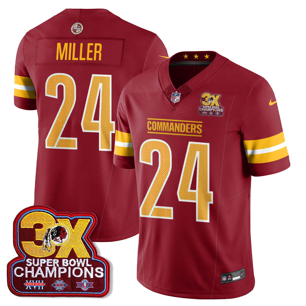 WAS 3-Time Champions Patch Vapor Limited Jersey - Stitched