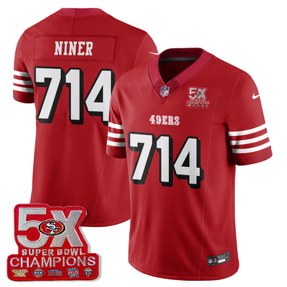 SF 5-Time Champions Patch Vapor Limited Jersey - Stitched
