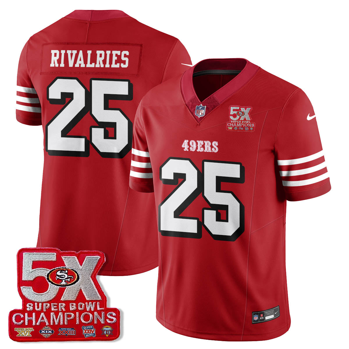 SF 5-Time Champions Patch Vapor Limited Jersey - Stitched