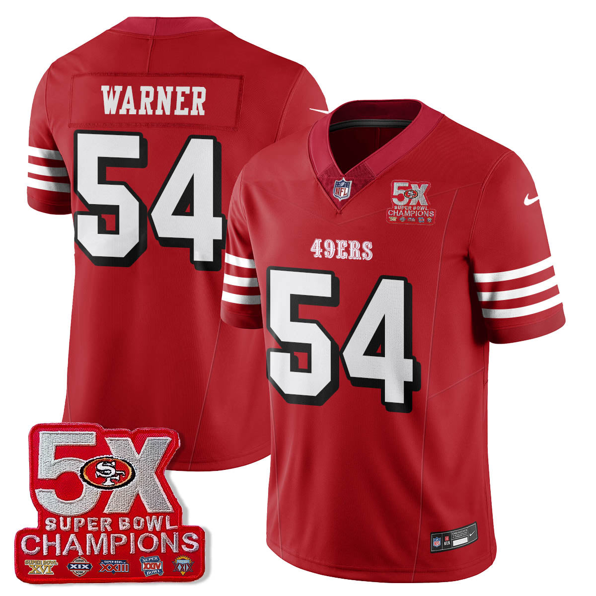 SF 5-Time Champions Patch Vapor Limited Jersey - Stitched