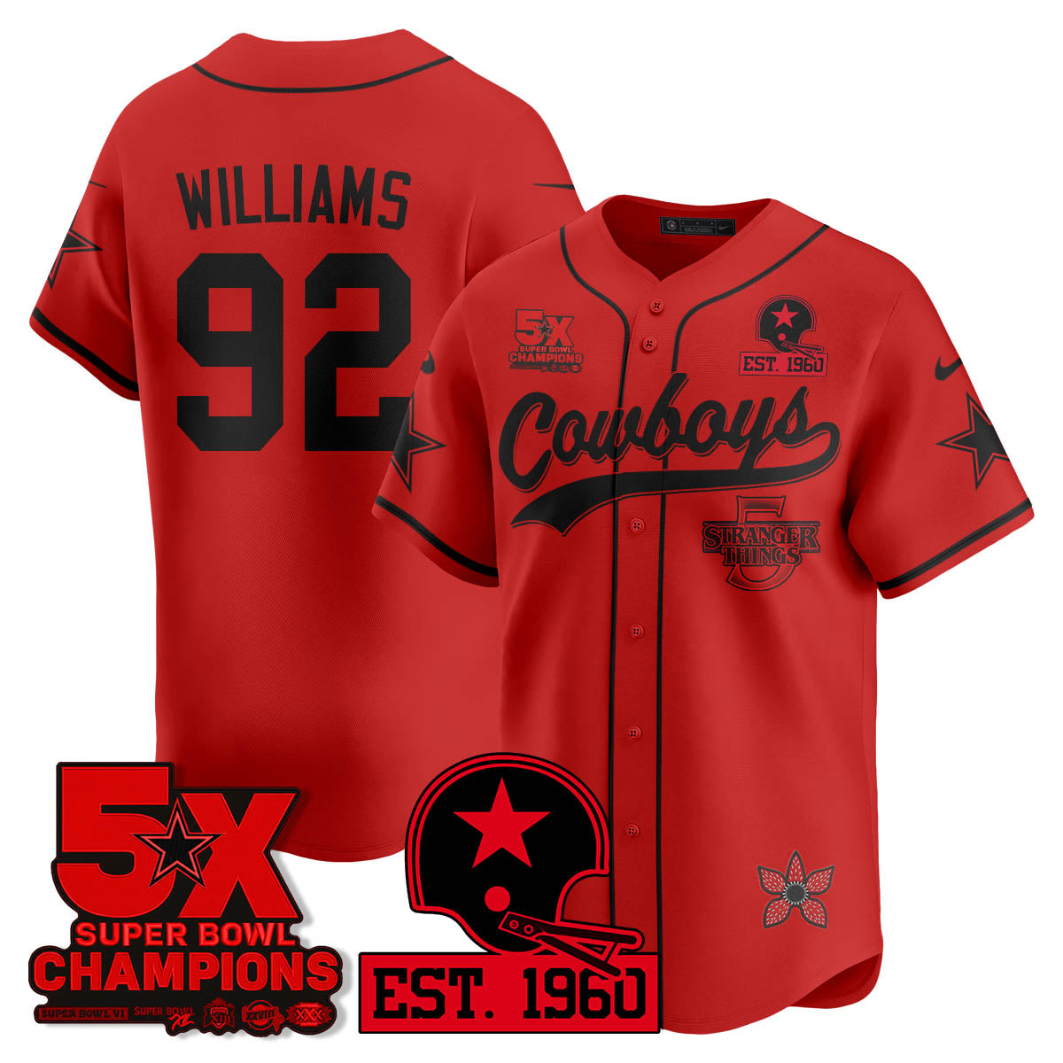 DAL Stranger Things Vapor Limited Baseball Jersey - Stitched