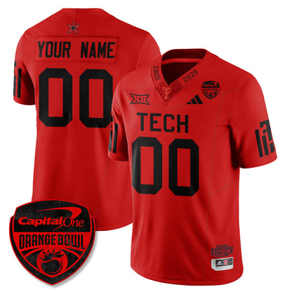 Custom Texas Tech Red Raiders Stranger Things Vapor Limited Football Jersey - Orange Bowl - All Stitched