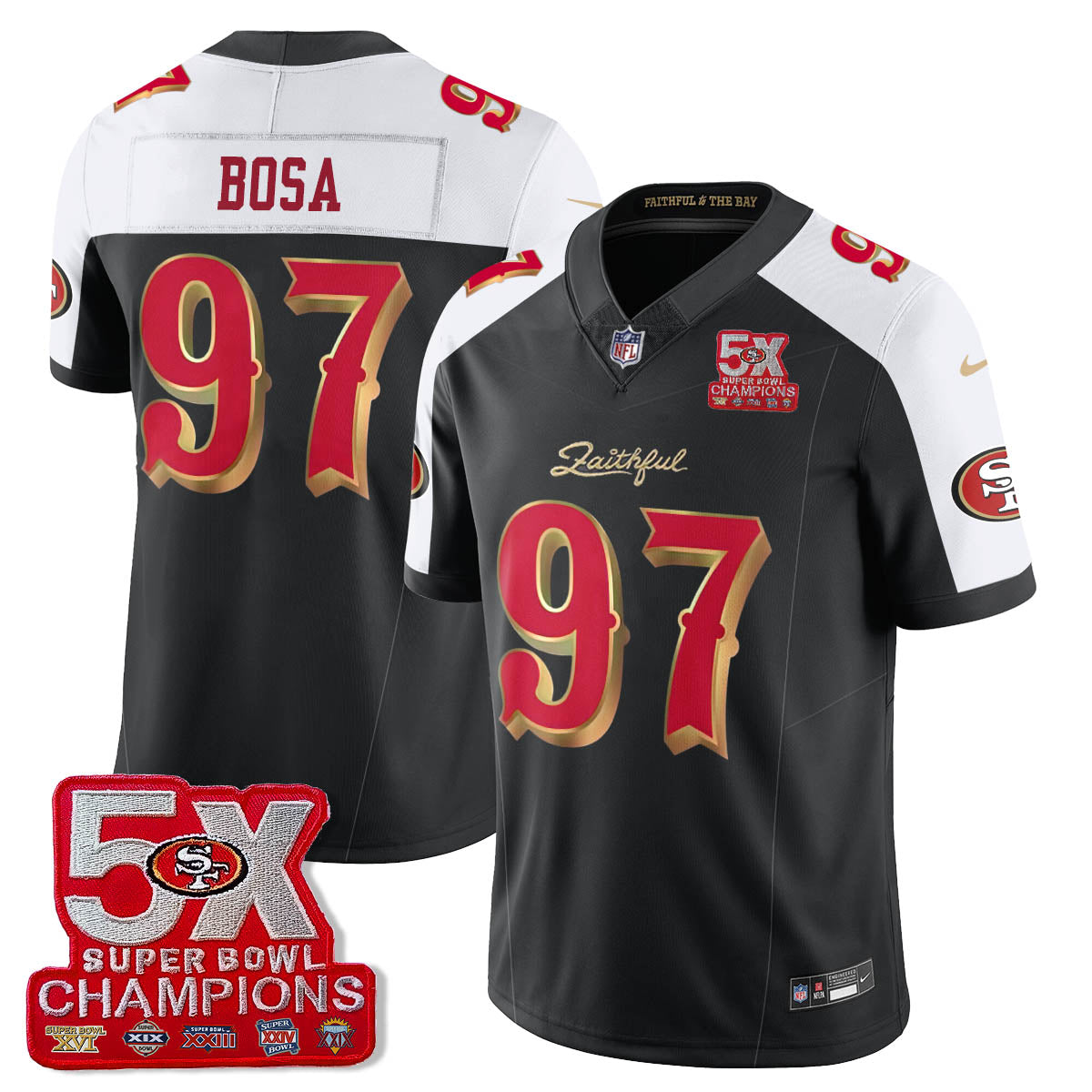 SF 5-Time Champions Patch Vapor Limited Jersey - Stitched