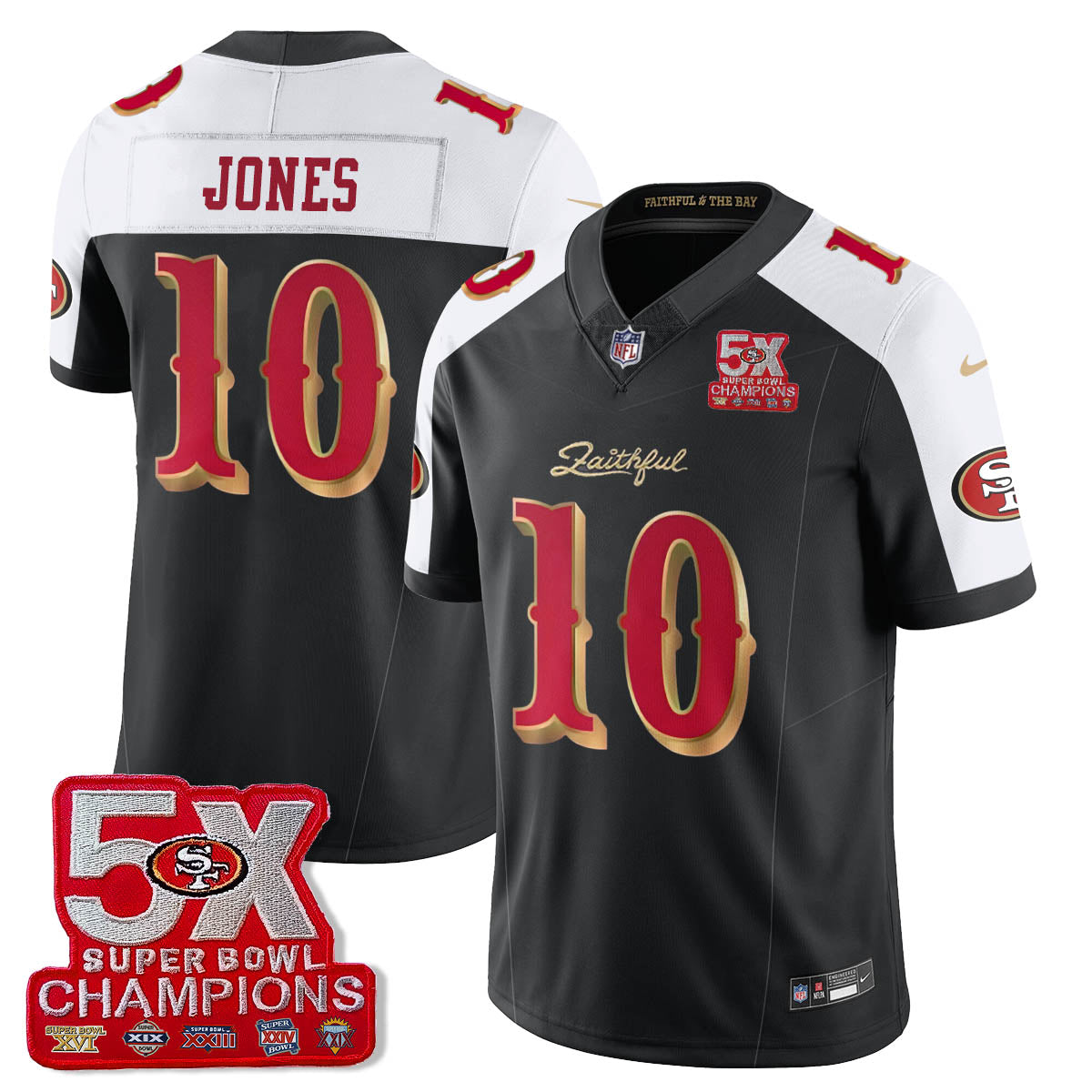 SF 5-Time Champions Patch Vapor Limited Jersey - Stitched