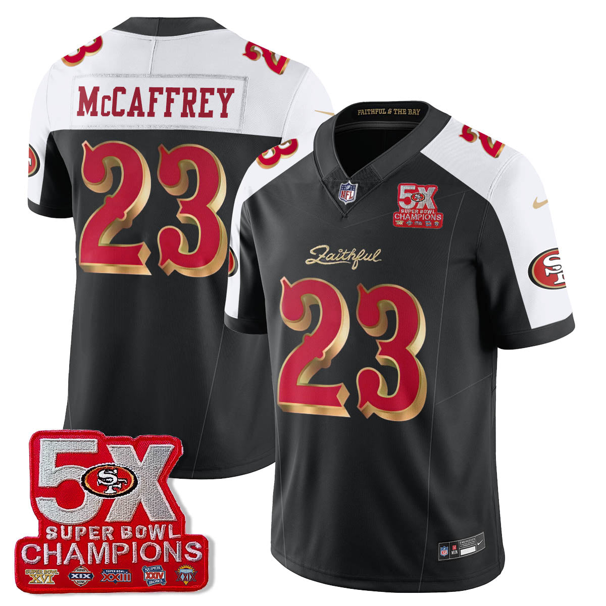 SF 5-Time Champions Patch Vapor Limited Jersey - Stitched