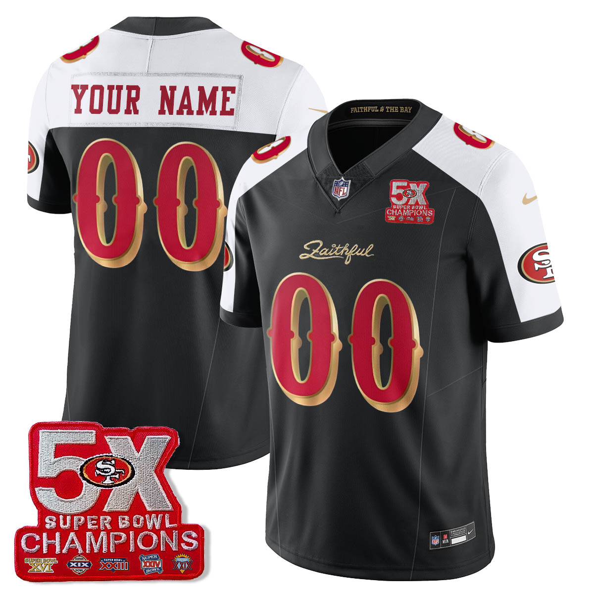SF 5-Time Champions Patch Vapor Limited Jersey - Stitched