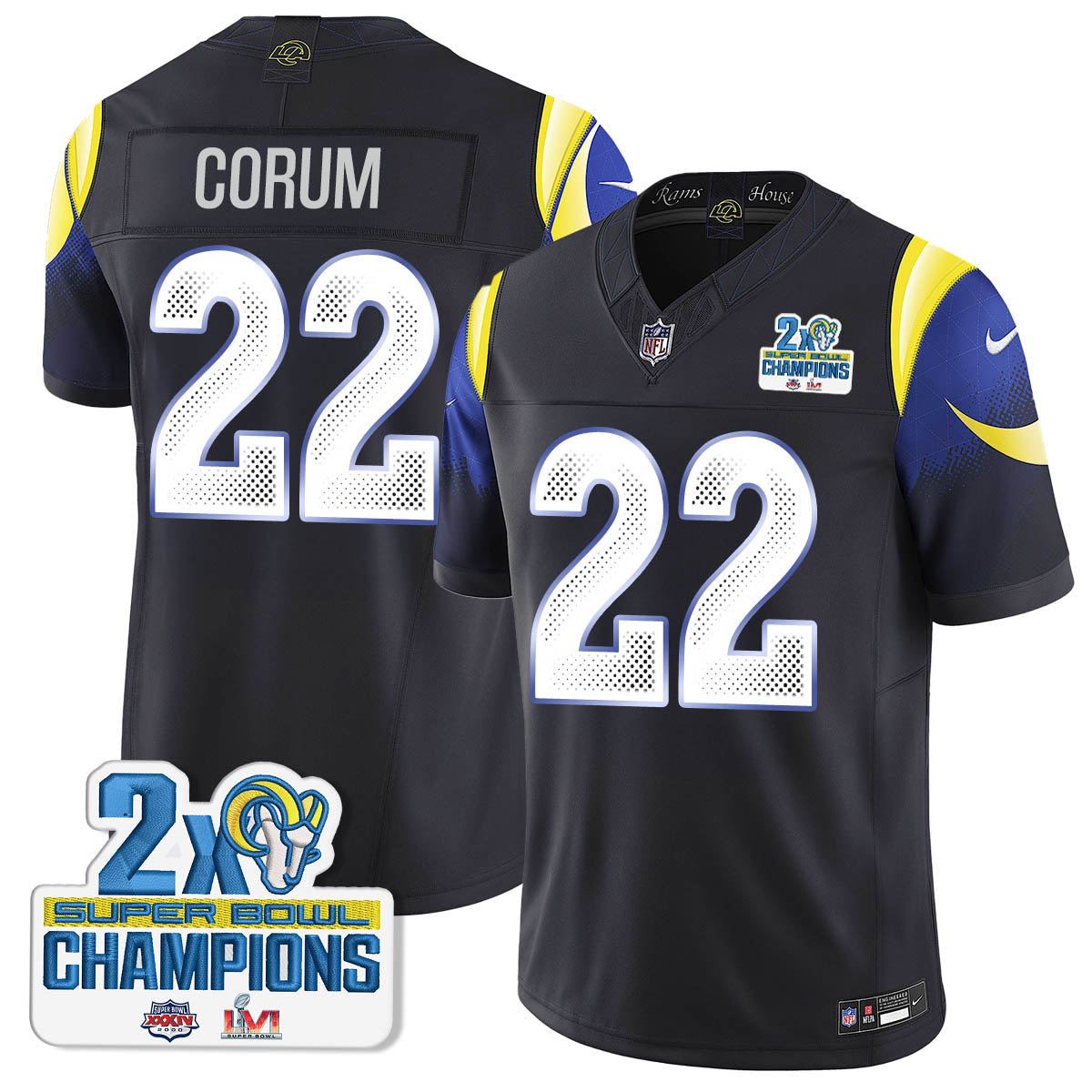 LAR 2-Time Champions Patch Vapor Limited Jersey - Stitched 1