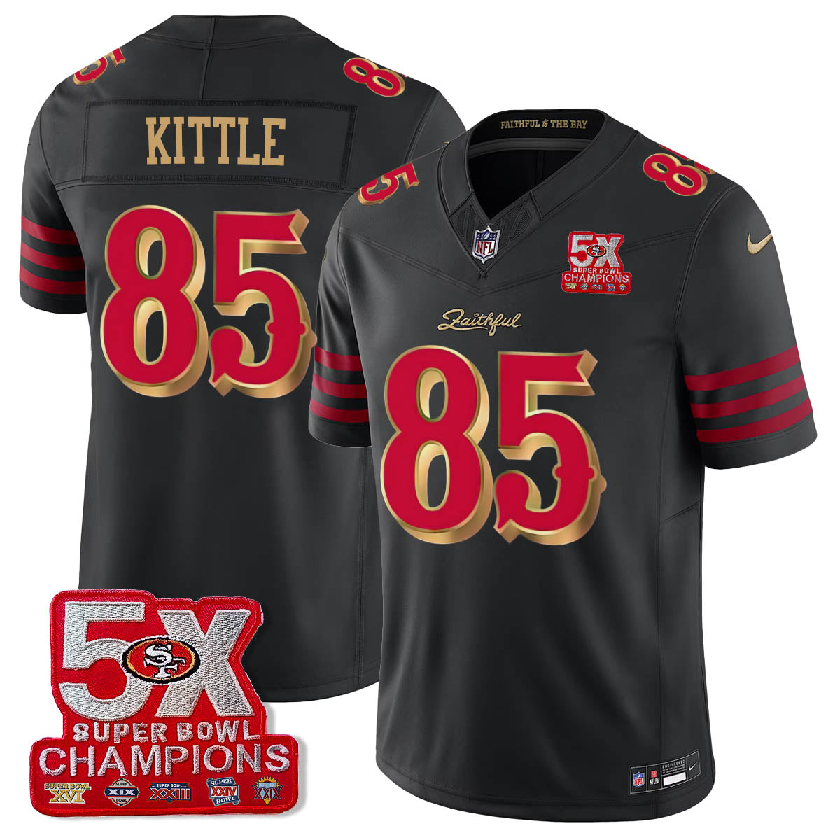 SF 5-Time Champions Patch Vapor Limited Jersey - Stitched