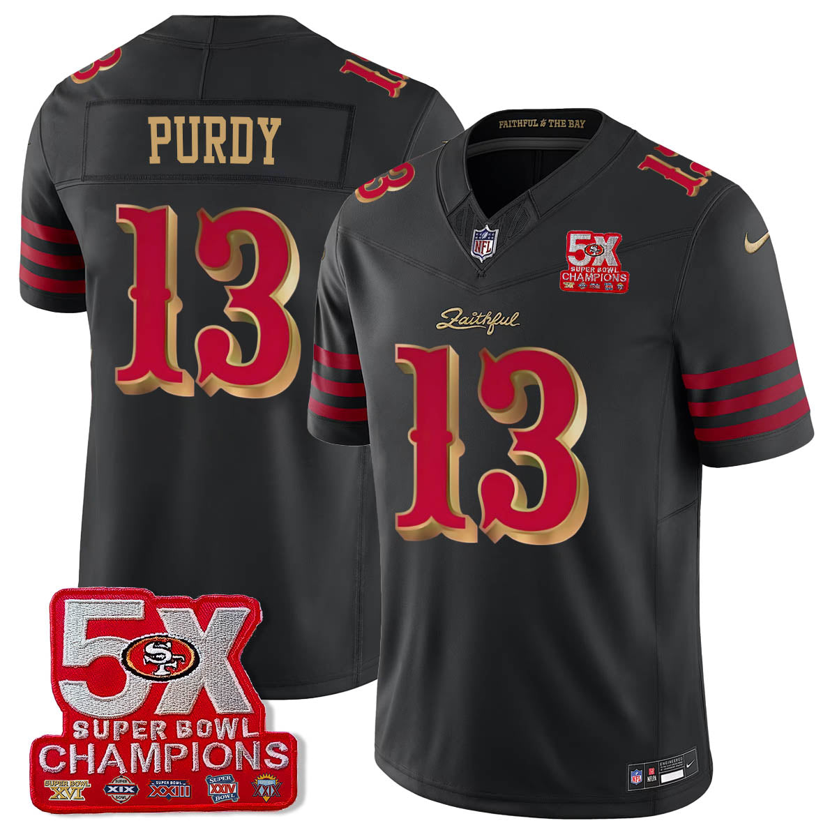 SF 5-Time Champions Patch Vapor Limited Jersey - Stitched