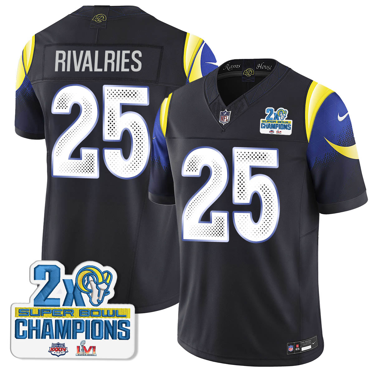 LAR 2-Time Champions Patch Vapor Limited Jersey - Stitched 1