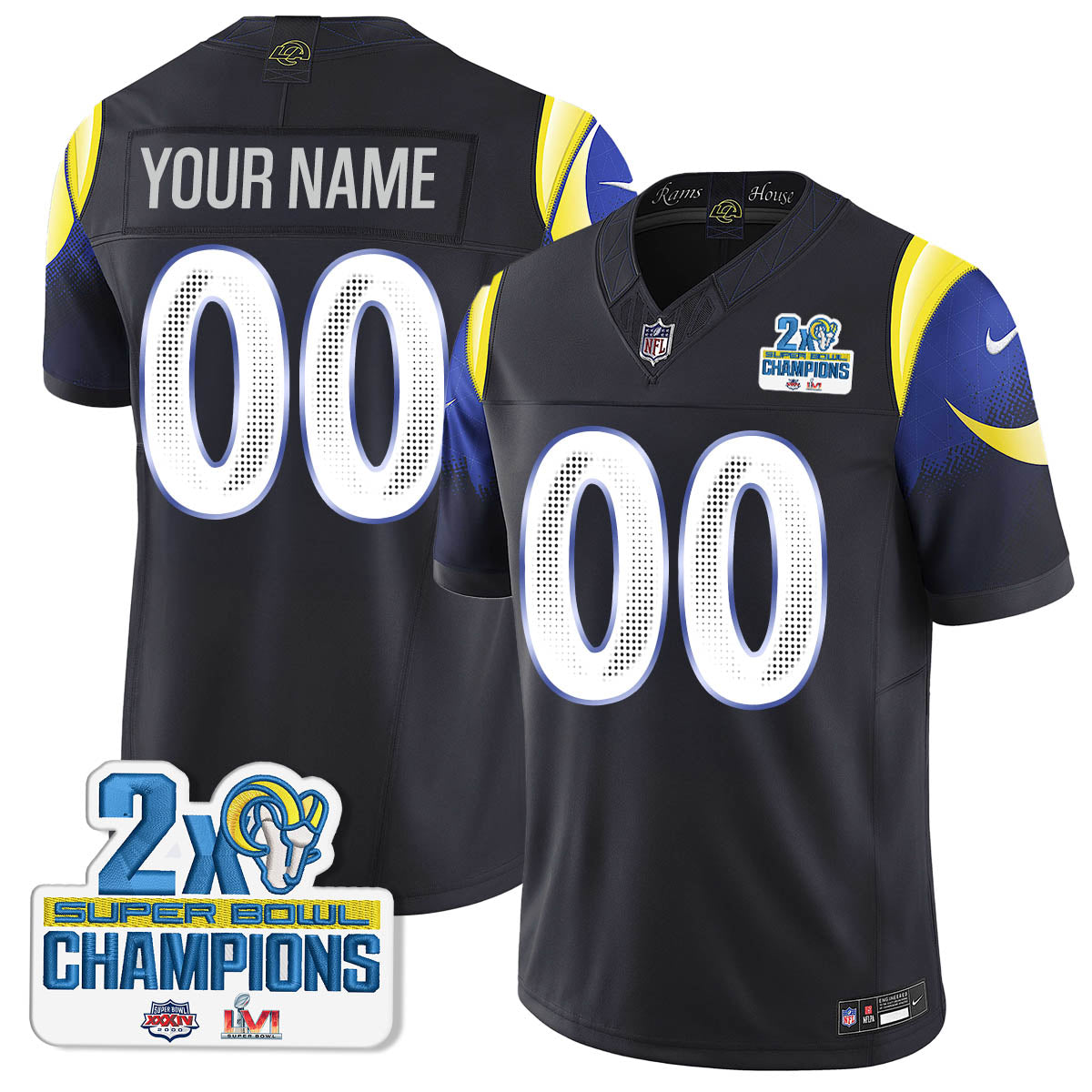 LAR 2-Time Champions Patch Vapor Limited Jersey - Stitched 1