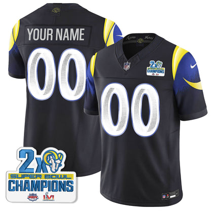 LAR 2-Time Champions Patch Vapor Limited Custom Jersey - Stitched
