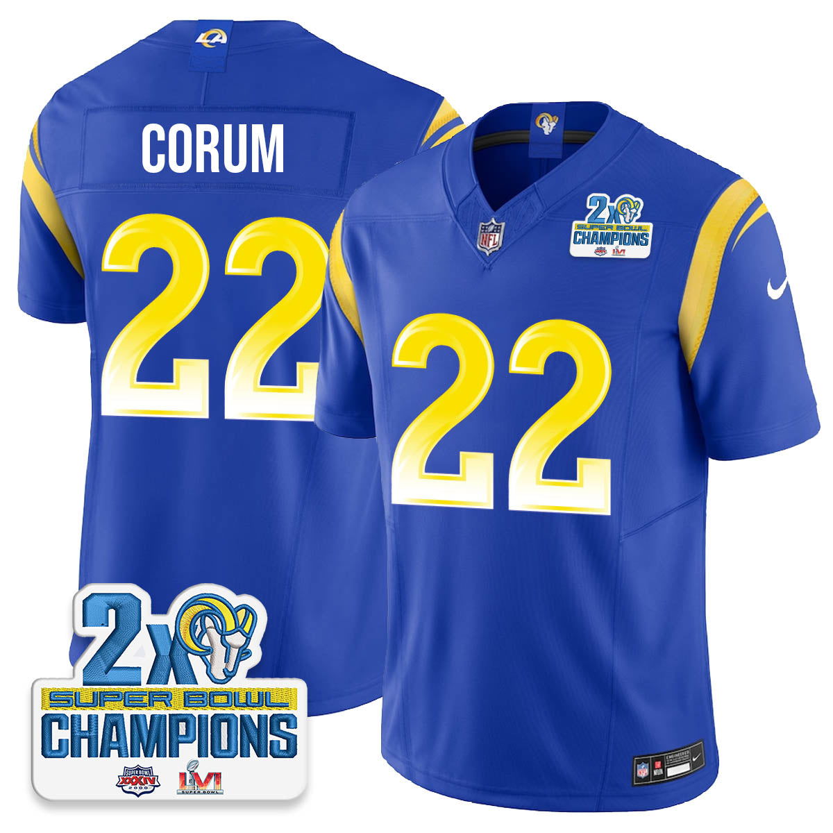 LAR 2-Time Champions Patch Vapor Limited Jersey - Stitched 1