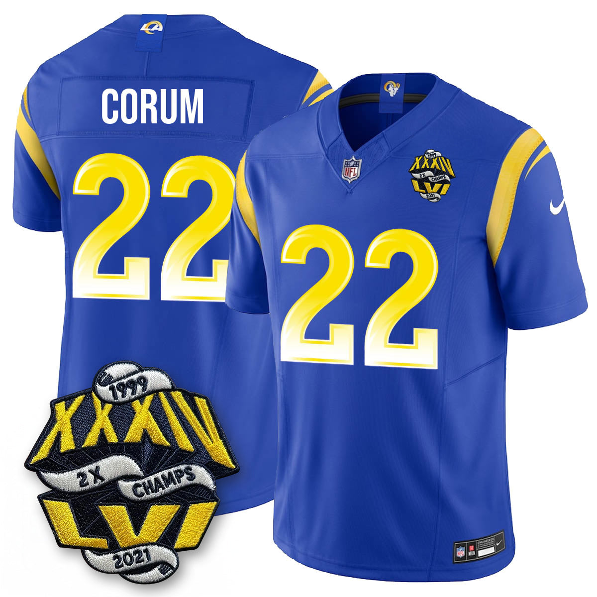 LAR 2-Time Champions Patch Vapor Limited Jersey - Stitched
