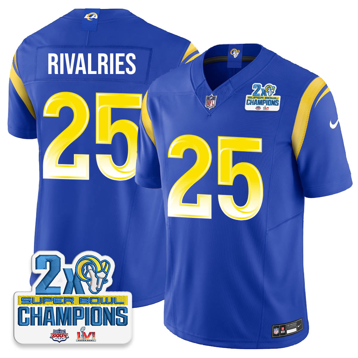 LAR 2-Time Champions Patch Vapor Limited Jersey - Stitched 1