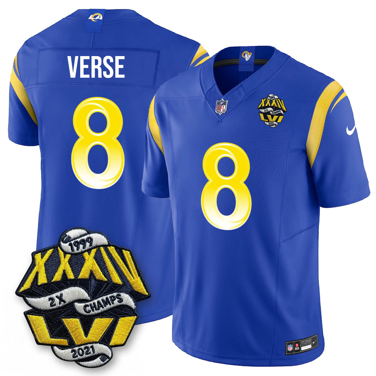 LAR 2-Time Champions Patch Vapor Limited Jersey - Stitched